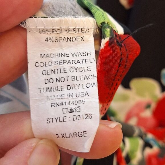 Sweet Lovely By Jen Womens Size 3XL‎ Black Floral Tunic Dress Stretch Pockets - Picture 9 of 9